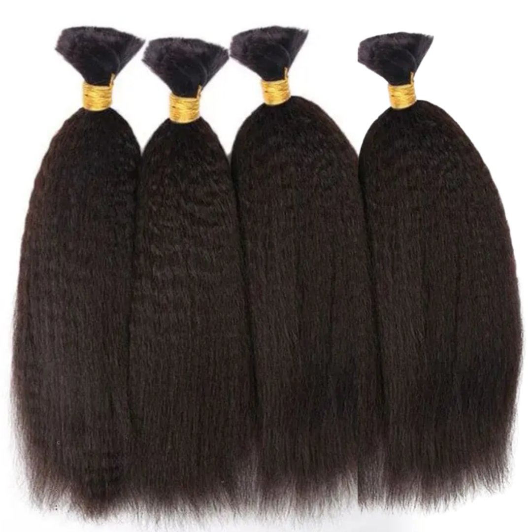 Deeva - Afro Kinky Straight Hair Bulk Human Hair- For Invisible Crochet Hairstyles And Braiding