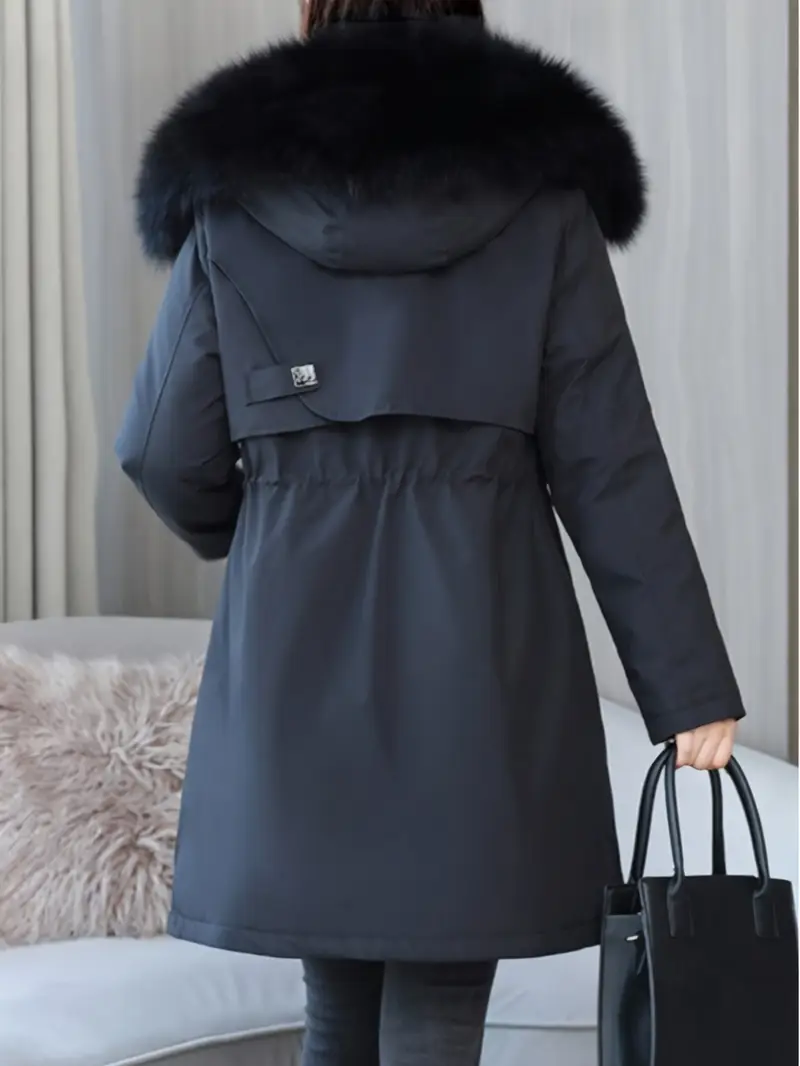 2026 New Women's Winter Clothes Warm Fleece Coat Mid-length Casual Hooded Thick Jackets with Fur Collar