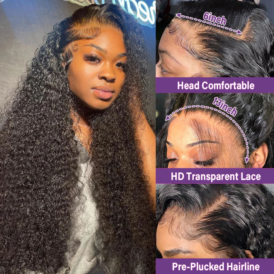 Serinity - 13x4 Transparent Lace Wig - Deep Wave Human Hair - 180% - 200% Density