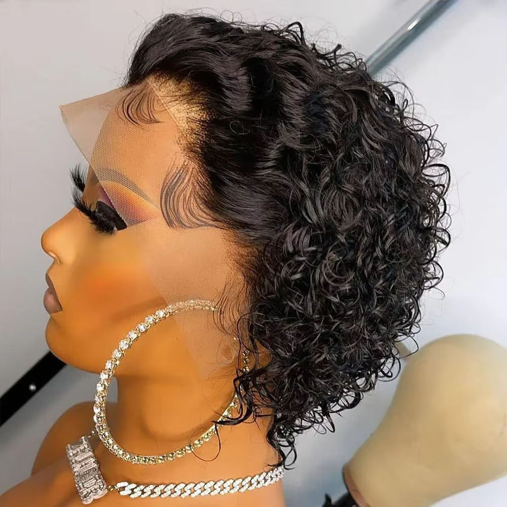 Summer -Pixie Cut - 13x4 HD Transparent Lace Frontal Wig - Deep Wave