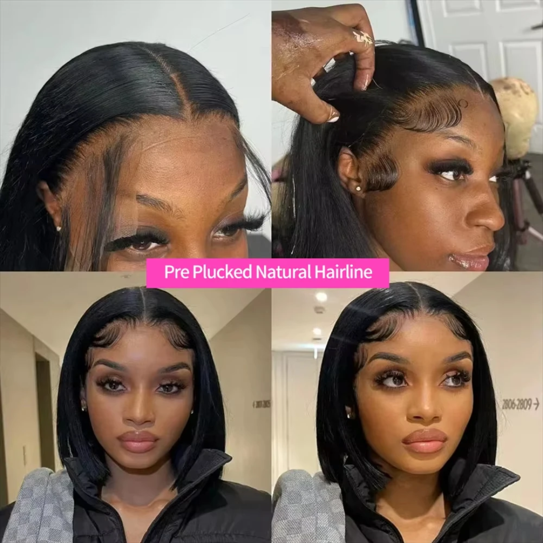 Bonita- Glueless Bob Wig- Human Hair - Ready to Wear Bone Straight - Lace Front Wigs Human Hair 5x5 Pre Cut - Hd Lace Closure- %200