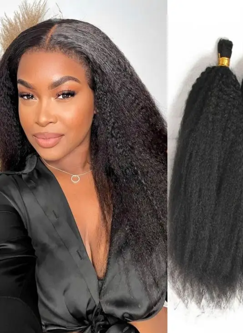 Deeva - Afro Kinky Straight Hair Bulk Human Hair- For Invisible Crochet Hairstyles And Braiding