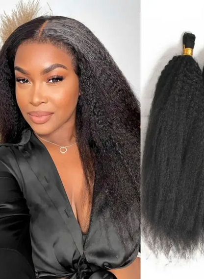 Deeva - Afro Kinky Straight Hair Bulk Human Hair- For Invisible Crochet Hairstyles And Braiding
