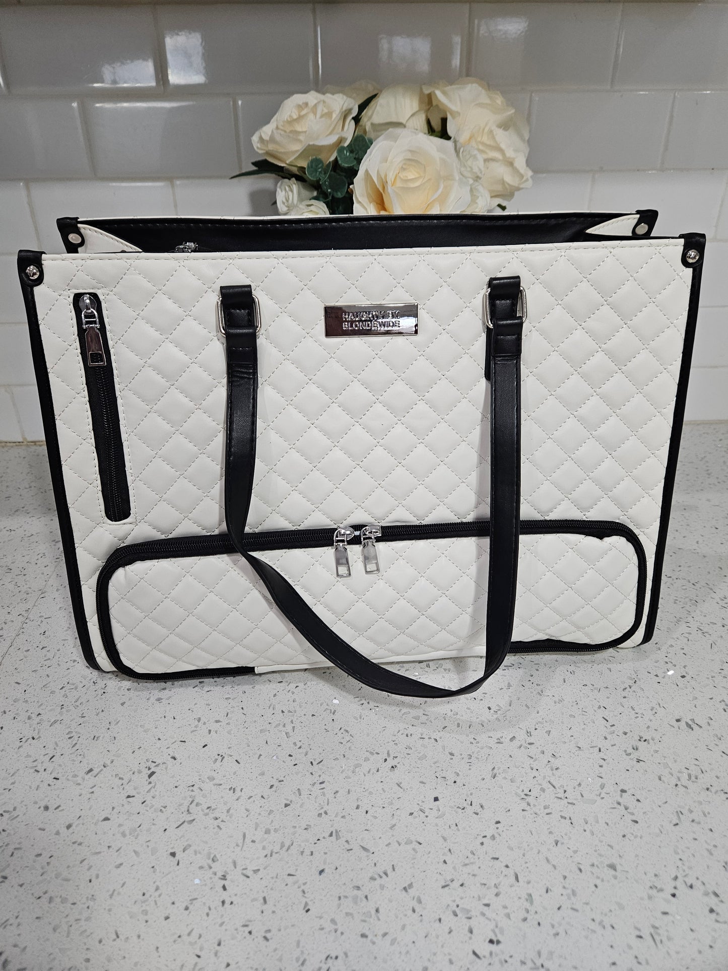 Haughty Work Lunch Bag for Women - Stylish Modern Design Durable Construction Ample Space Office Use Chic Bag with Lunch Component - WHITE