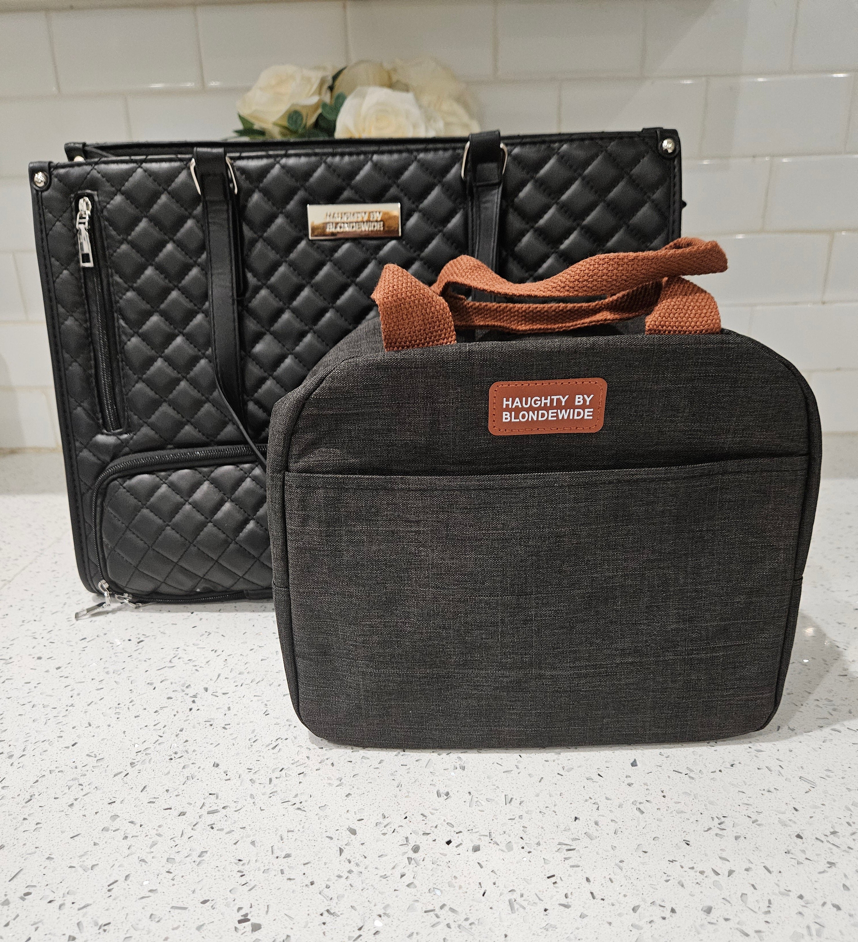 Haughty Work Lunch Bag for Women - Stylish Modern Design Durable Construction Ample Space Office Use Chic Bag with Lunch Component - BLACK