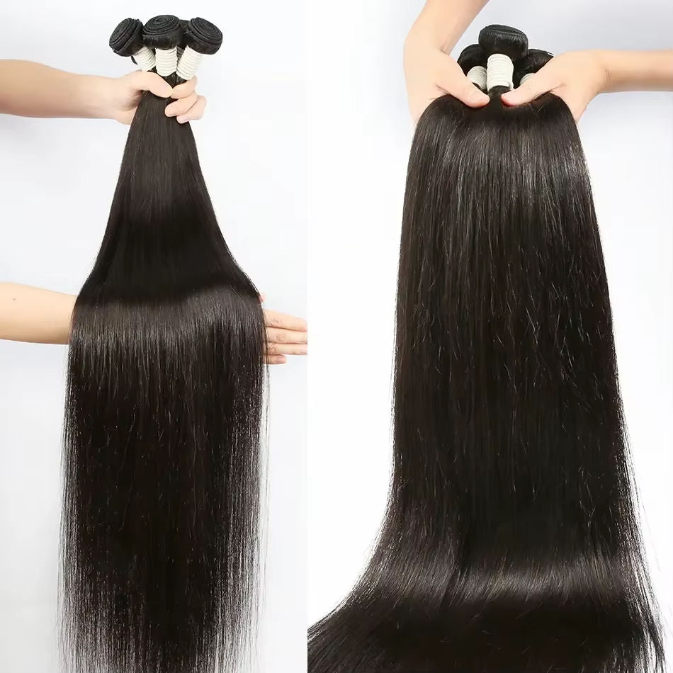 Double Weft - Brazilian  Raw Remy Straight Human Hair Bundles