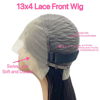 Blondie - 4/27 Highlight Ombre Brown - Deep Wave Human Hair - Pre-Plucked - 13x4 Transparent Lace Front Wig - 180% - 200% Density