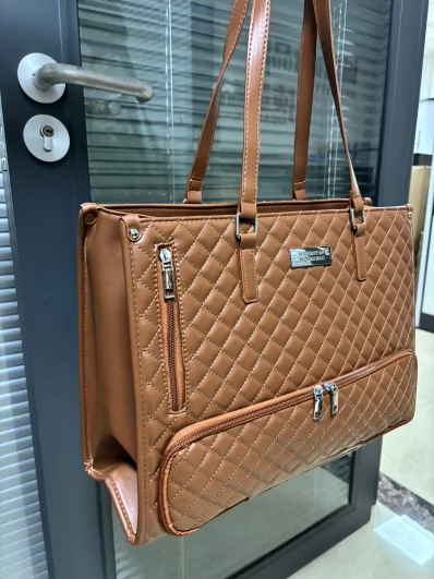 Women's Quilted Tote Bag with Insulated Lunch Compartment Fashion  Bag for Business Work