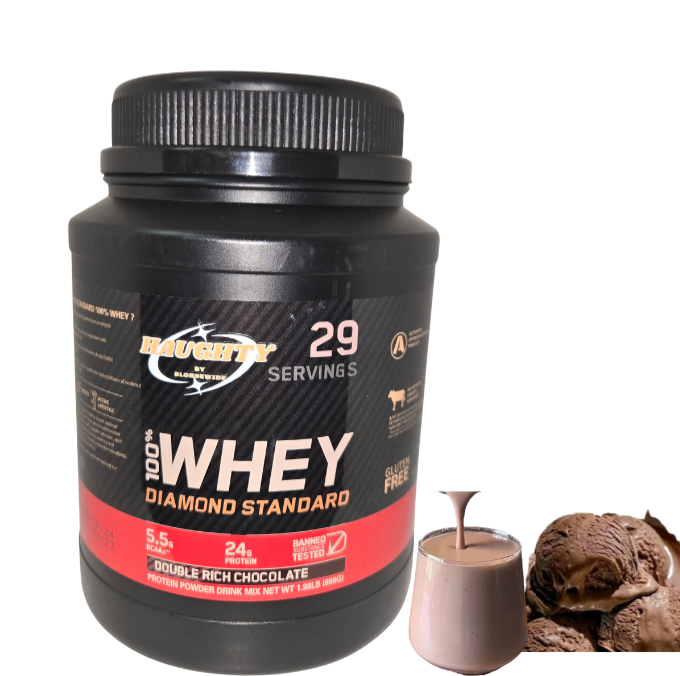 Haughty Chocolate Protein Powder - 29 Servings, 100% Whey Diamond Standard, 5.5g BCAAs, 24g Protein, Banned Substance Tested, Double Rich Chocolate Flavor