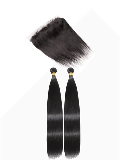 Straight 2 Bundles - Human Hair with 13x4 HD Lace Closure