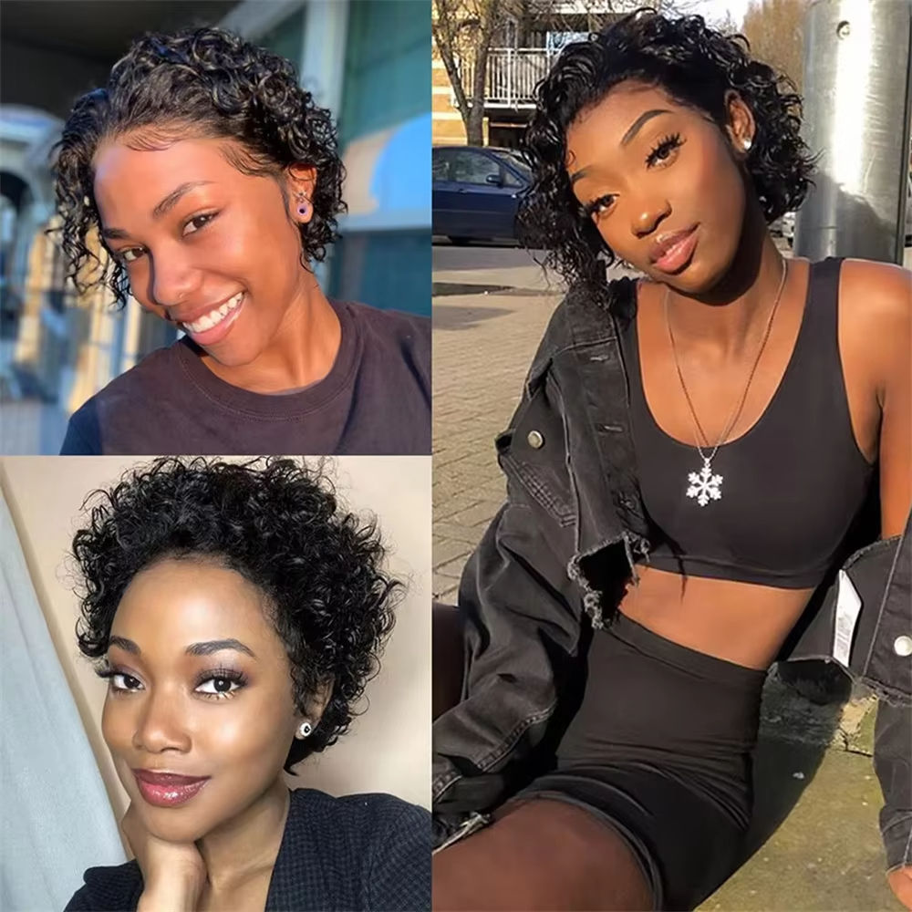 Summer -Pixie Cut - 13x4 HD Transparent Lace Frontal Wig - Deep Wave